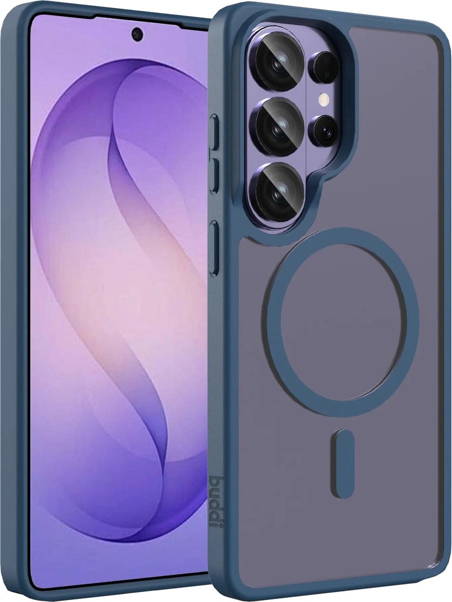 Buddi Frost Hoesje Geschikt voor Samsung Galaxy S26 Ultra - Mat Donker Blauw - MagSafe Back Cover - Matchende kleur - Shockproof - Slank