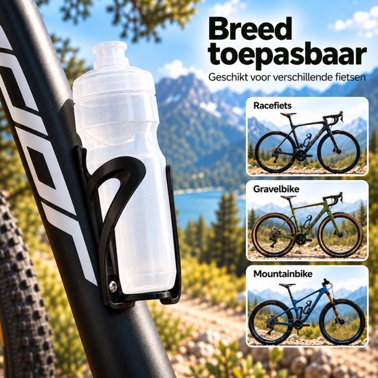 Tomec® Bidonhouder Fiets - Universele Flessenhouder - Bekerhouder voor Racefiets, Mountainbike, Kinderwagen en Buggy - Zwart van Merkloos — afbeelding 4
