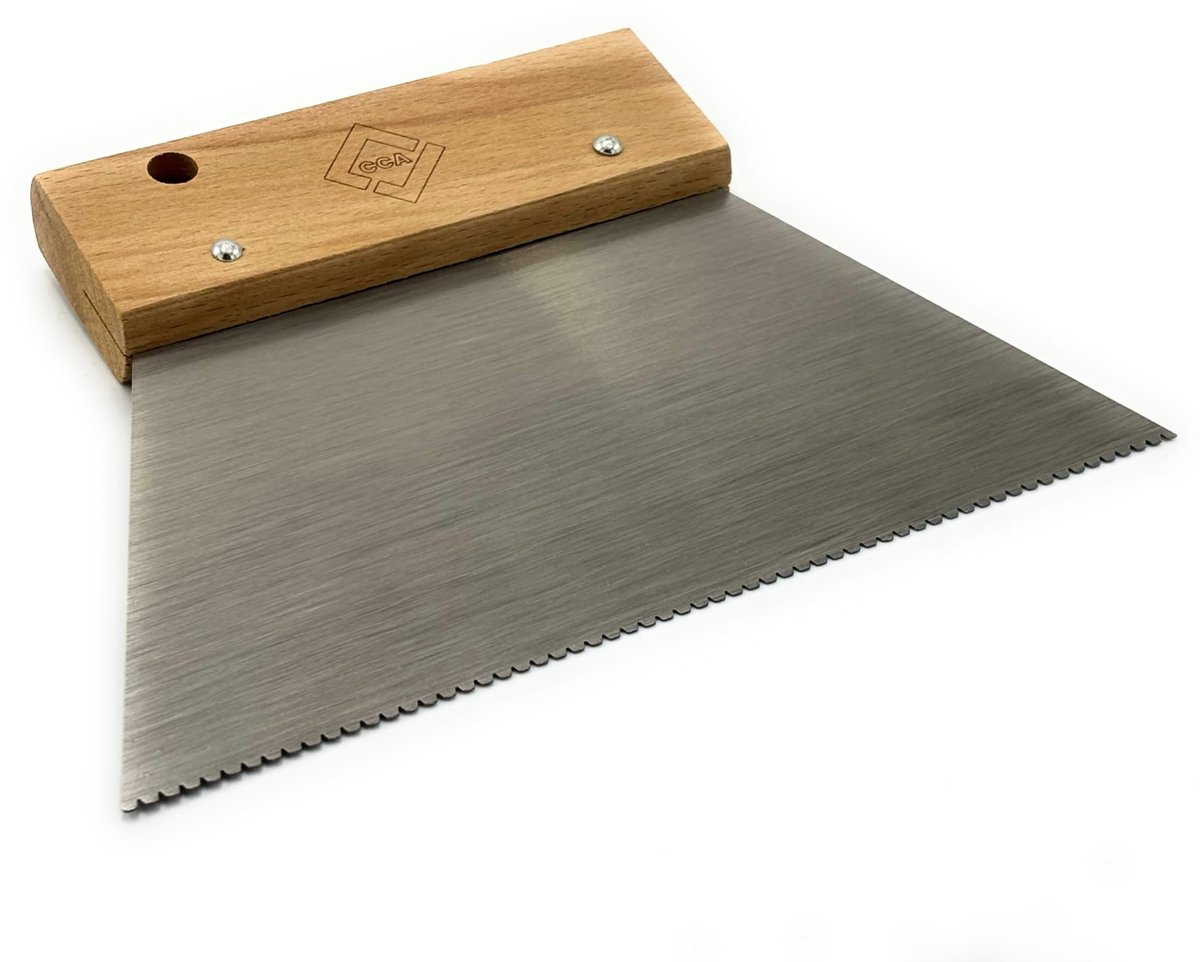 A2 Lijmspreader met houten handvat - 18 cm V-notch