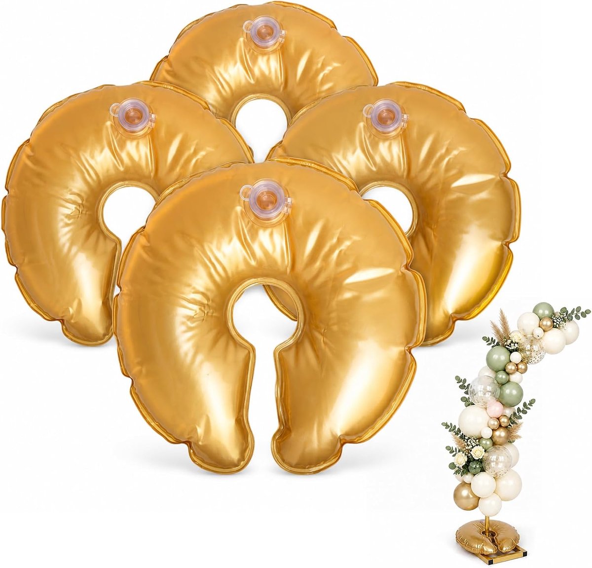 4 gouden gewichtszakken voor ballonboog, met grote vulopening