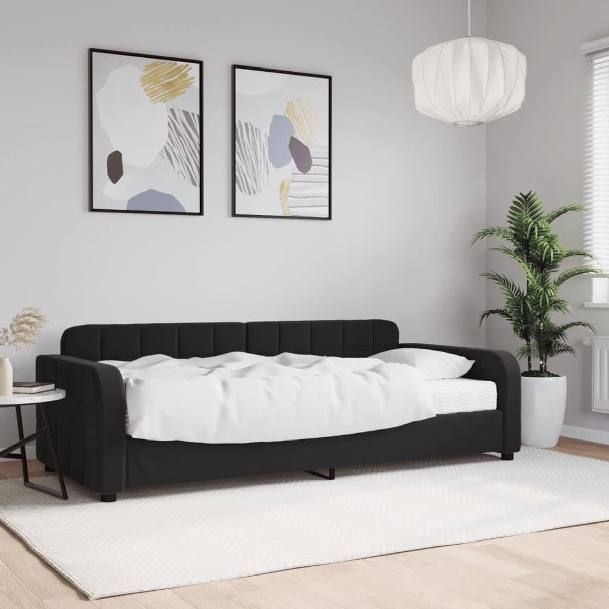 2 in 1 slaapbank Schuimmatras 90x190 cm Zwart