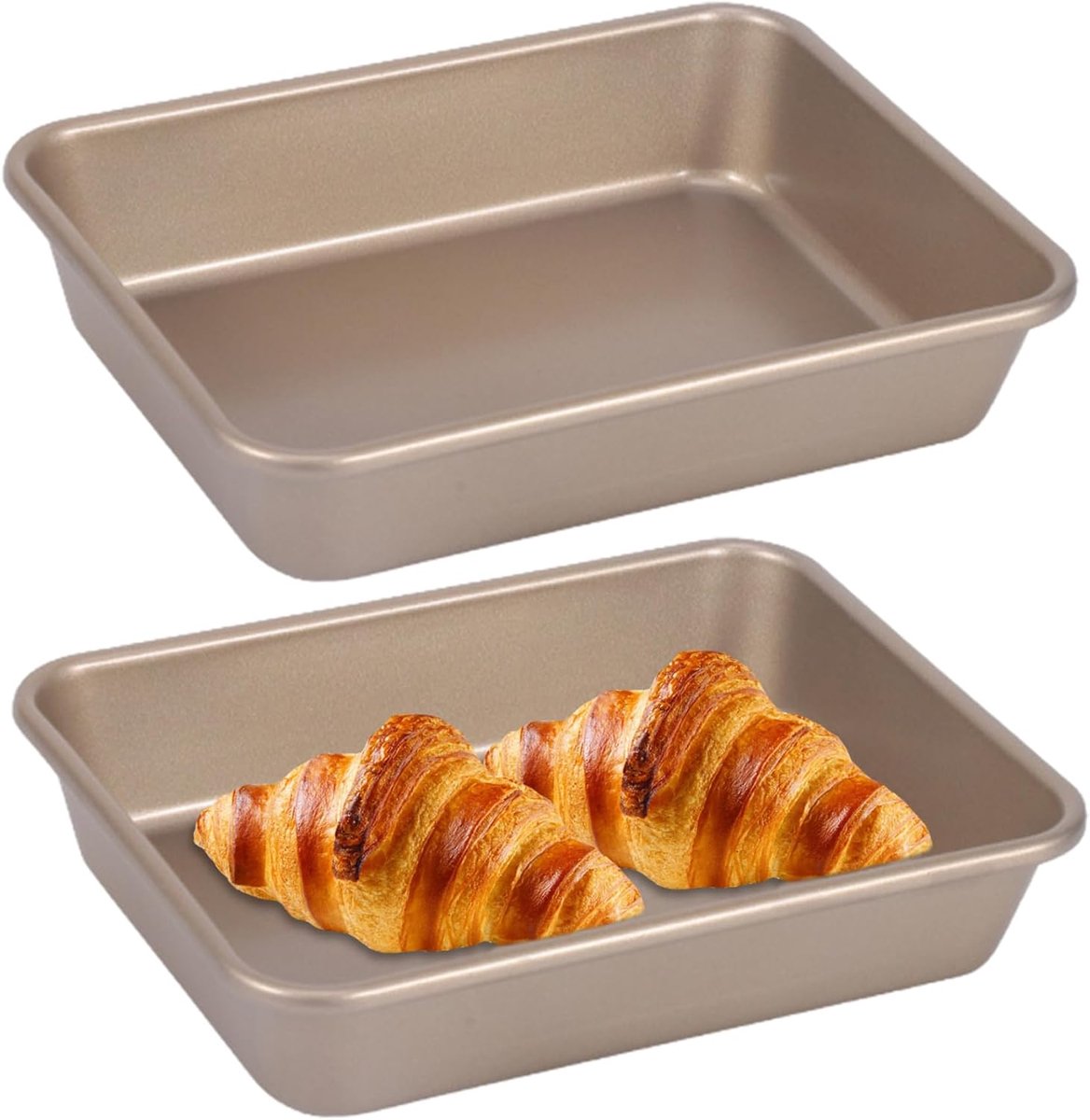 Cakevormen voor bakken, 2 stuks 20 x 16,5 cm koolstofstalen ovenschaal, hittebestendige bakplaten met antiaanbaklaag, wasbare schaal voor keukentaart, koekje, pizzabrood