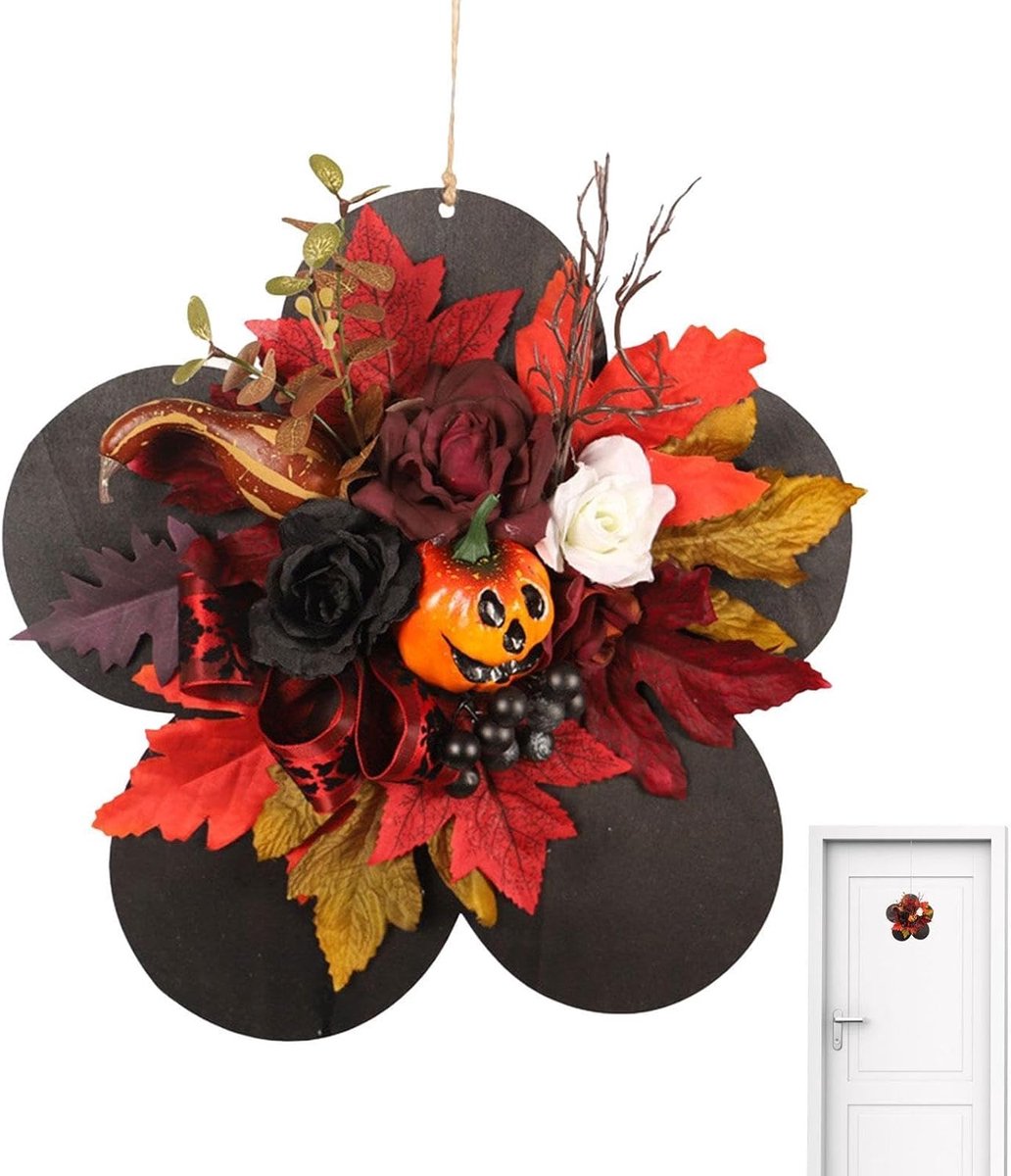 Halloween 27,9 cm gothic pompoen van hout decoratief met