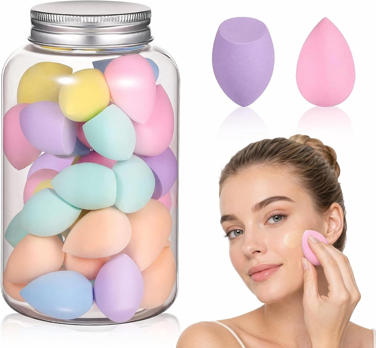 40 stuks make-up-sponzen, mini-beauty-blender, make-upspons, make-upspons, super zacht, voor foundation, poeder, vloeibare make-up, concealer, nat en droog gebruik