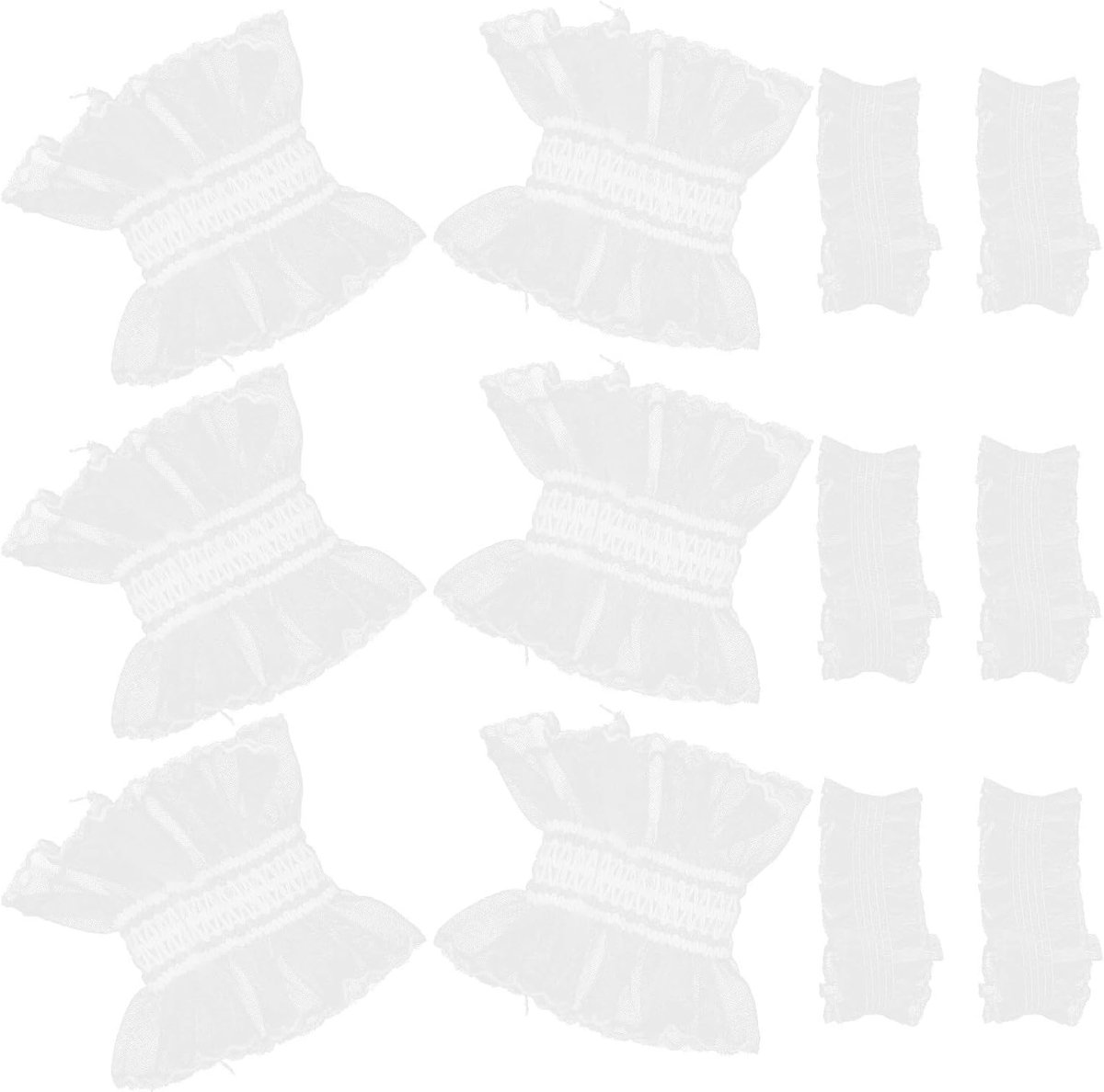 12 Stuks Wit Gebloemd Layered Lace Wrist voor Vrouwen Afneembare Elastische Handmouwen Bruiloft Accessoires Nail Art Props voor Foto S Feestgelegenheden