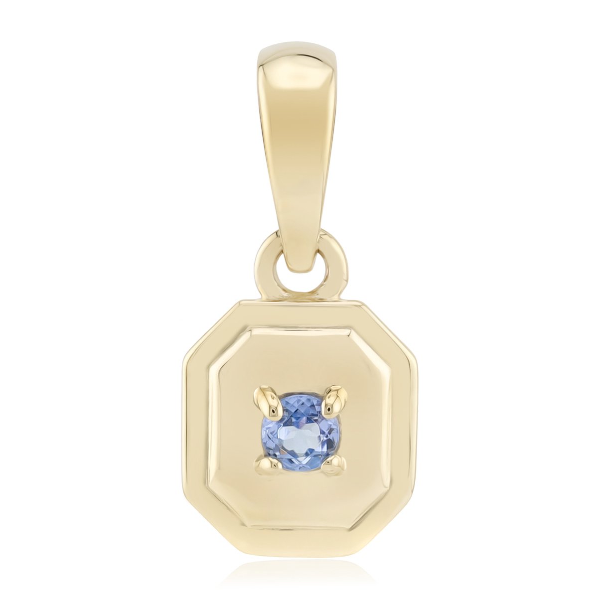 Cavill - 9-karaats geelgouden hanger met 0,06 ct ronde benitoiet - exclusieve dameshanger met prong zetting - unieke, duurzame kwaliteit
