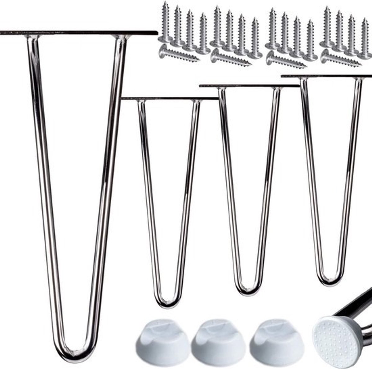 Set van 4 haarspeldtafelpoten, hoogte 45 cm, chroom - stevige meubelpoten voor DIY