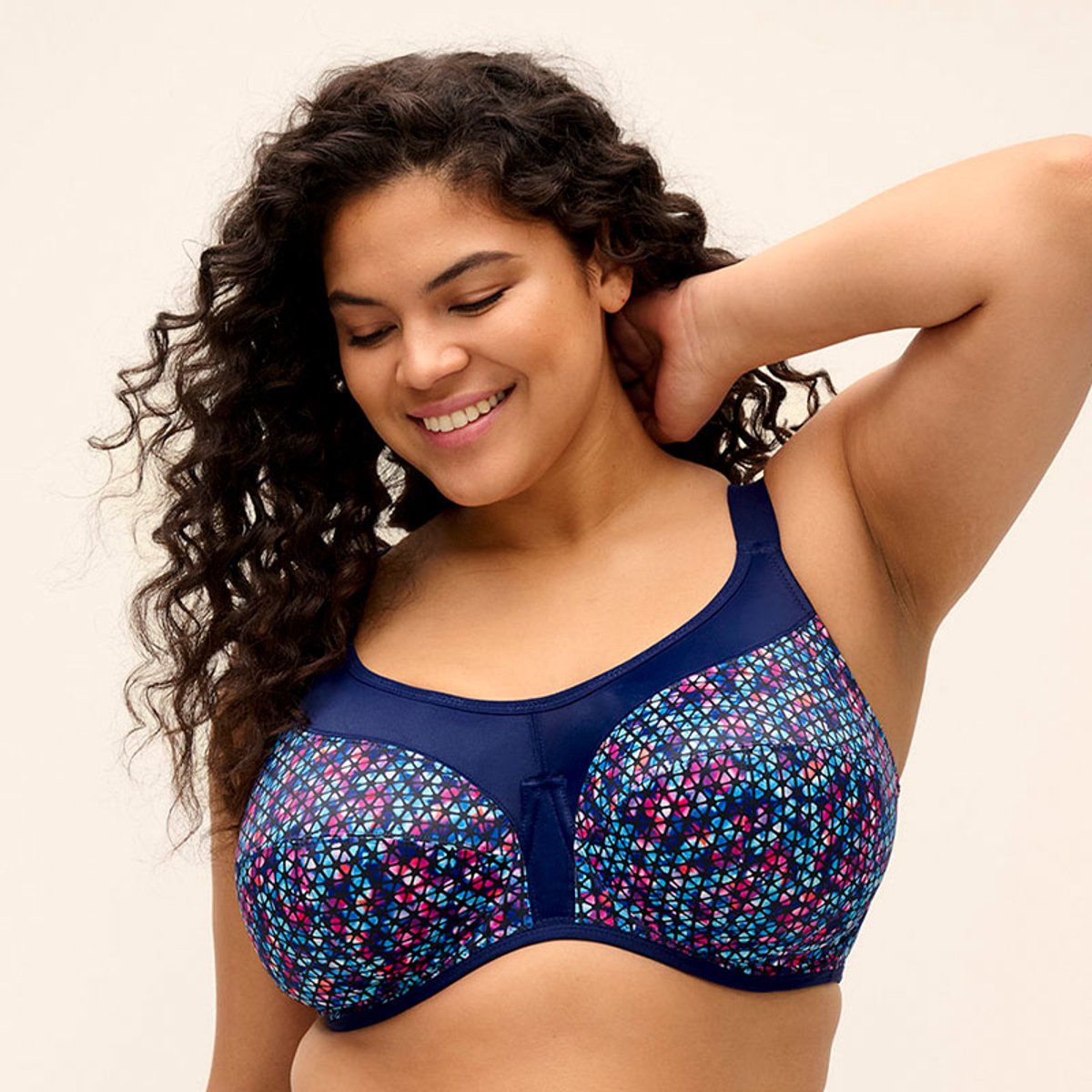 Elomi Elomi Energise Sport-BH Navy-Geo - Blauw Meerkleurig - Met beugel - Dames (EU)