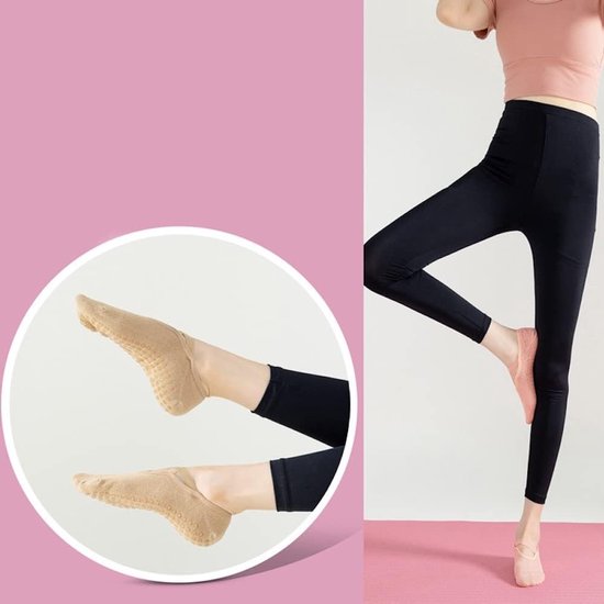 Yoga Sokken voor Dames - Antislip Sport Sokken met Kruisband voor Yoga, Dans en Fitness - One Size, Zwart en Wit — afbeelding 3