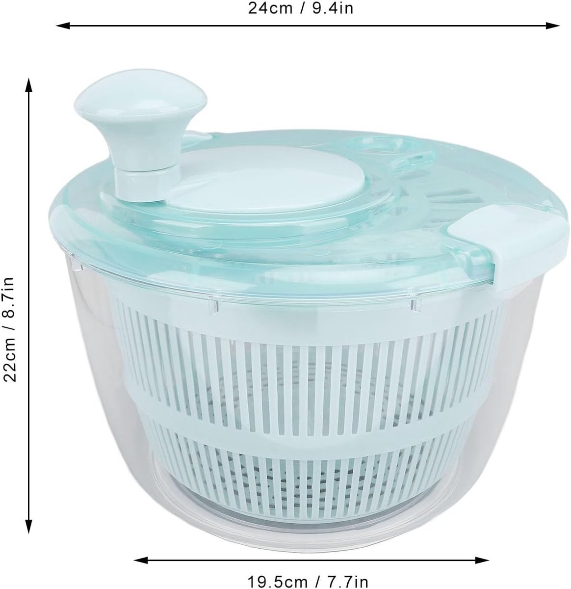Saladspinner, 5L Capaciteit Snel Handgeschakelde Handmatige Salade Spinner met Niet -slipbasis Fruitreiniger Spinner voor Groentefruitsla