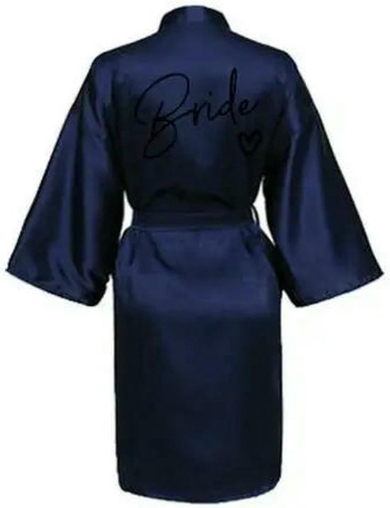 Gown Wedding Party Team Bride Robe With Black Letters Kimono Satin Pajamas Bridesmaid Bathrobe-bride -l — afbeelding 3