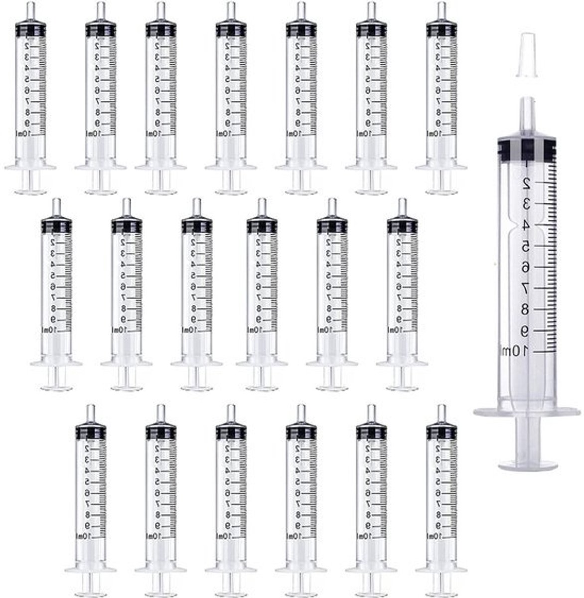 Plastic spuiten - 10 ml - 20 stuks voor wetenschappelijke laboratoria - voor vloeistofmeting en plantenirrigatie