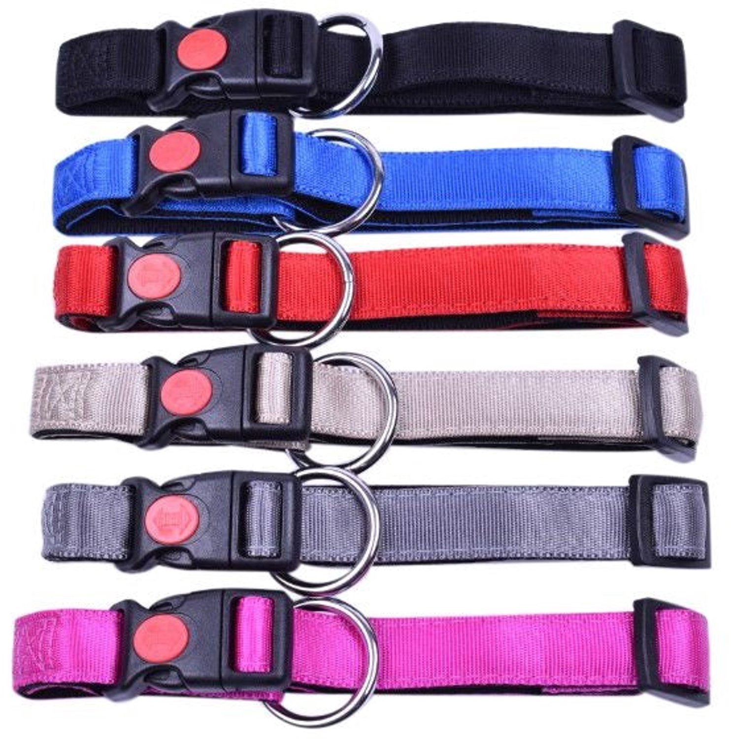 De-Tail Halsband Nylon met zachte voering en snelsluiting 15 mm x 25-35 cm Grijs