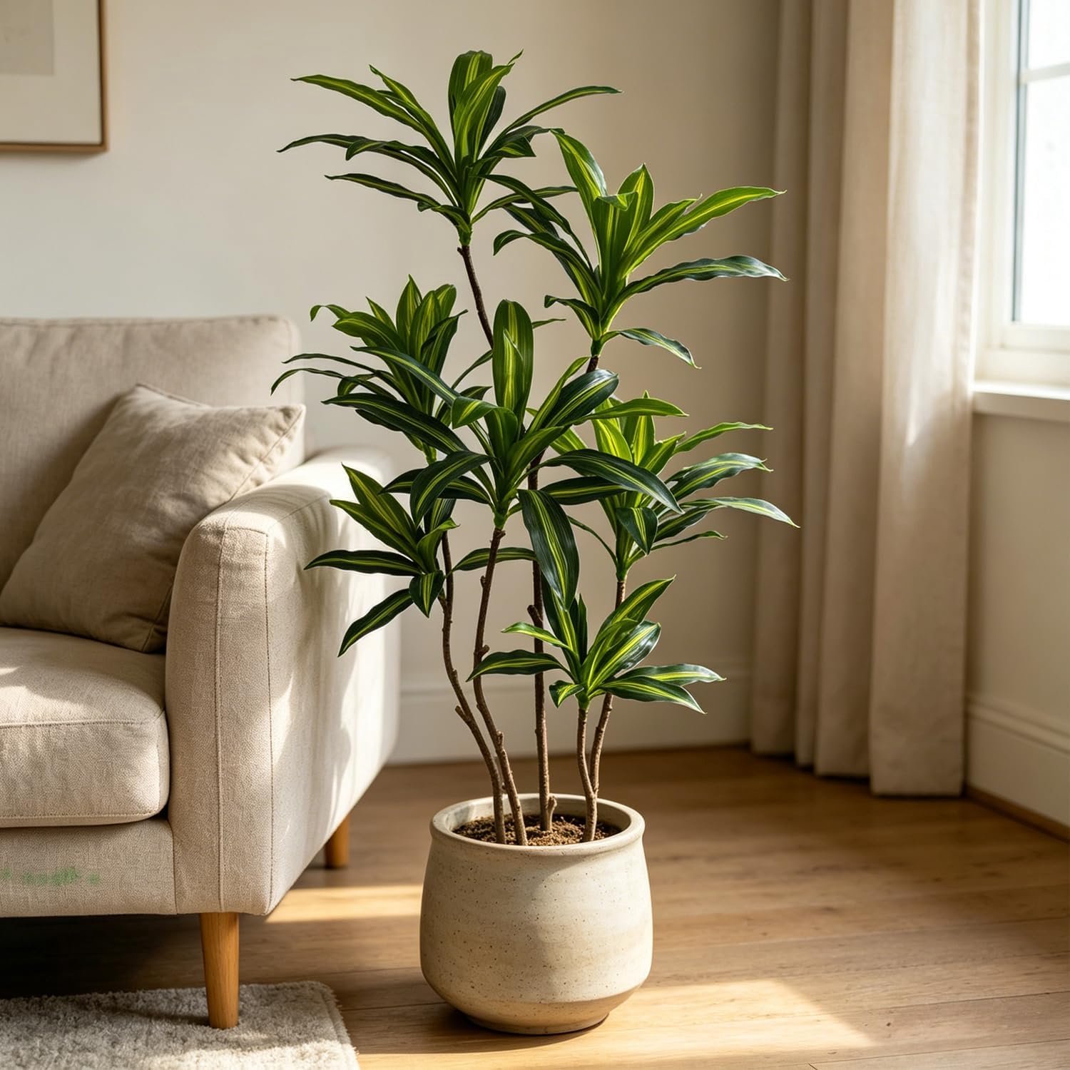 Kunstdracaena 150 cm - realistische hoge kamerplant - decoratieve plant voor binnen en buiten - Vemera