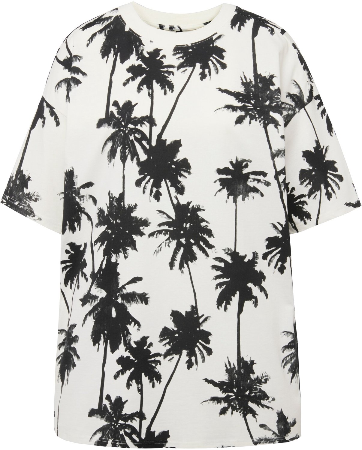 Studio Untold - Dames - Oversized shirt palmprint ronde hals halve mouwen unisex - Off-white - Maat M