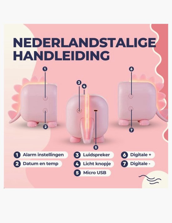 BMJ Trading® - Wekker voor Kinderen - Dino - Slaaptrainer Kinderen - Wekker Kind Digitaal - Dinosaurus - Veranderd van Kleur - Kinderwekker - Alarmklok - Slaaptrainer - Slaapwekker - Digitale Wekker - Alarm Clock - Nachtlampje van BMJ Trading — afbeelding 3