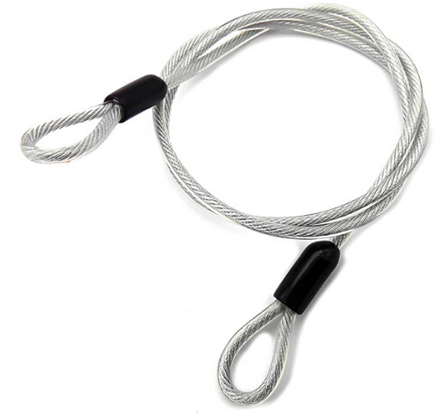 Duurzaam roestvrijstalen kabel van 1.5 m x Ø 5 mm met oogjes voor beveiliging van tuinmeubelen en fietsen, anti-diefstal oplossing