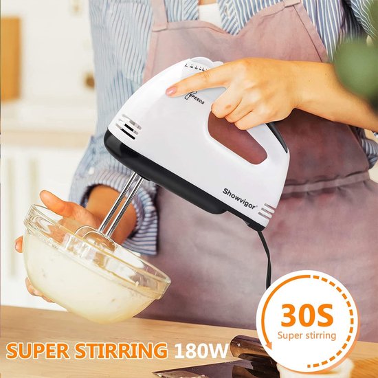 Handmixer 7 snelheden – 120W met roestvrijstalen kloppers en kneedhaken van Maisentiel — afbeelding 3