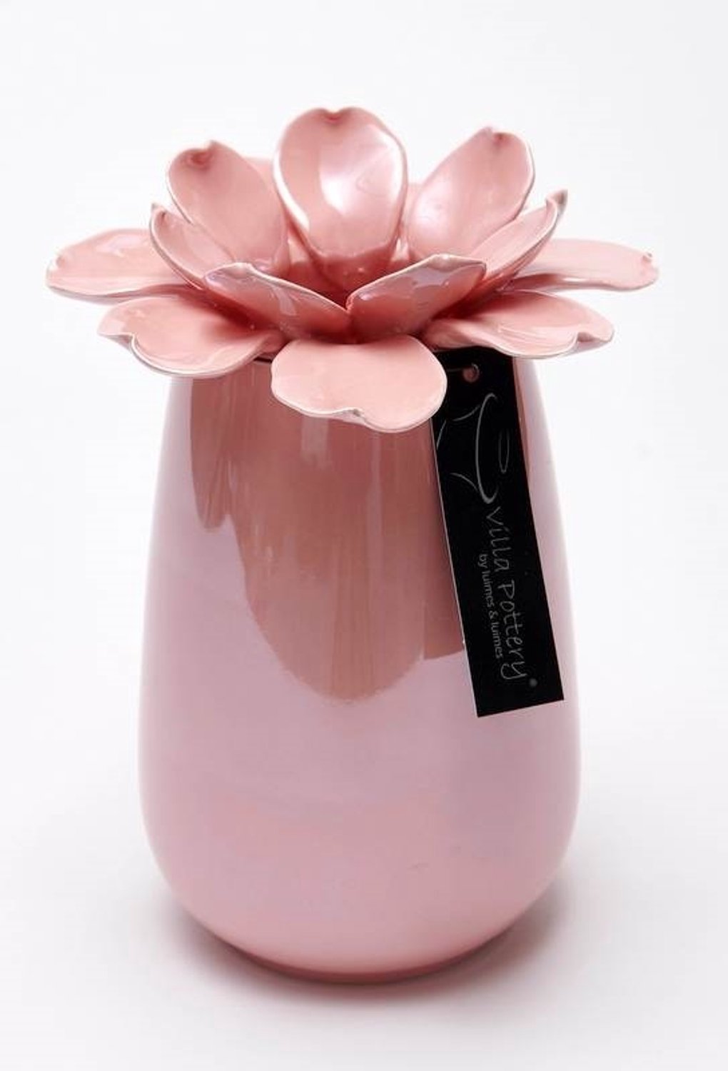 Villa Pottery Madelief vaas Roze parelmoer 14 x 20 blauw