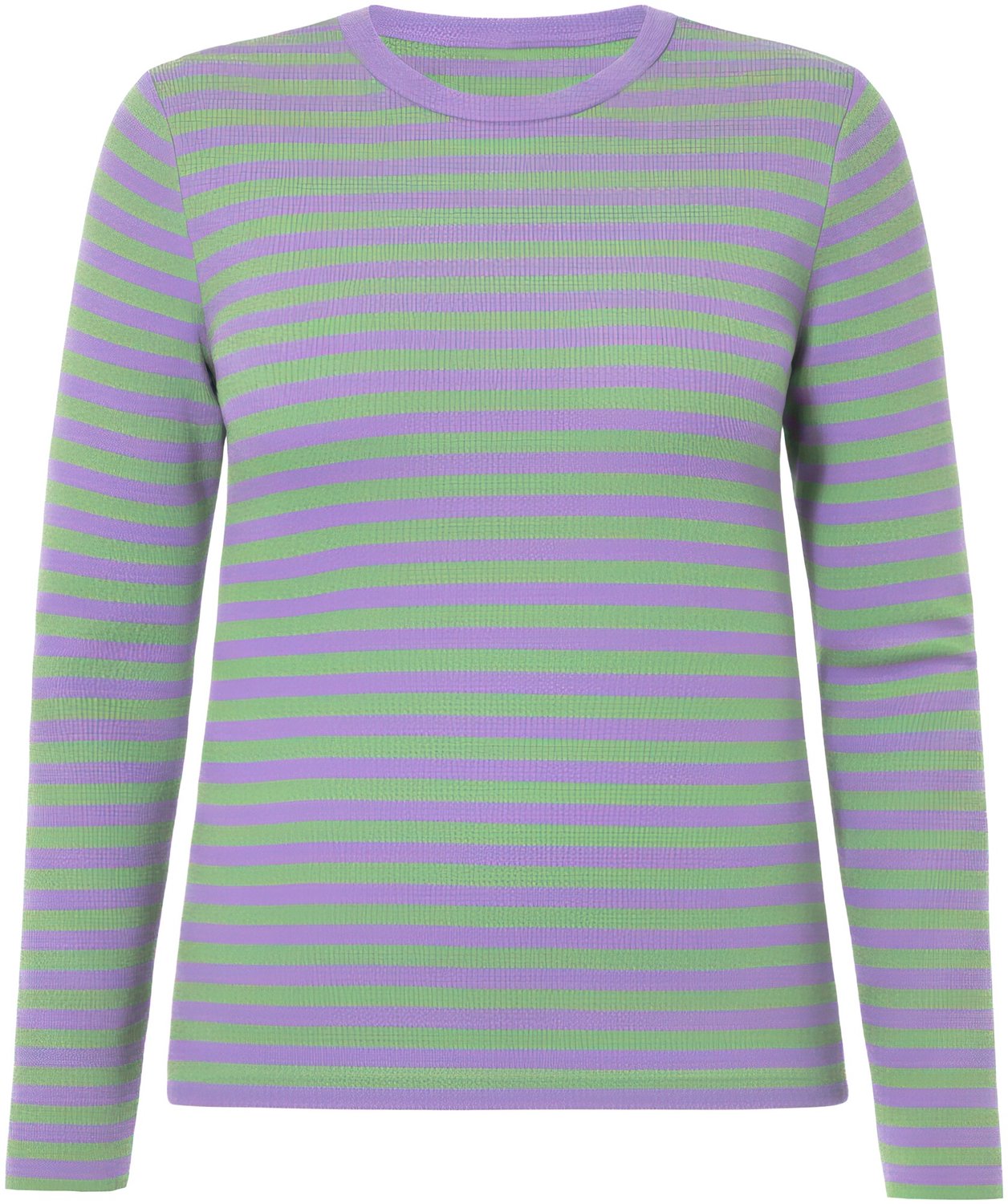 Studio Untold - Dames - T-shirt slim model gestreepte jersey lange mouw - Purper - Maat 46+