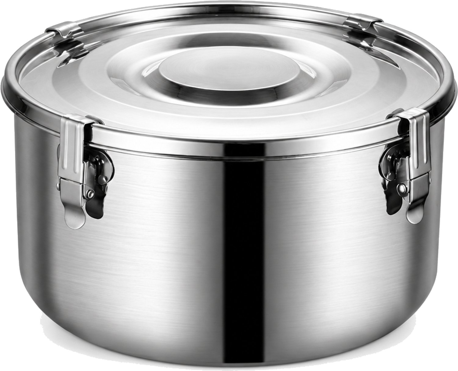 Broodtrommel van 304 roestvrij staal, rond, 14 cm, 1.000 ml, met deksel en clips