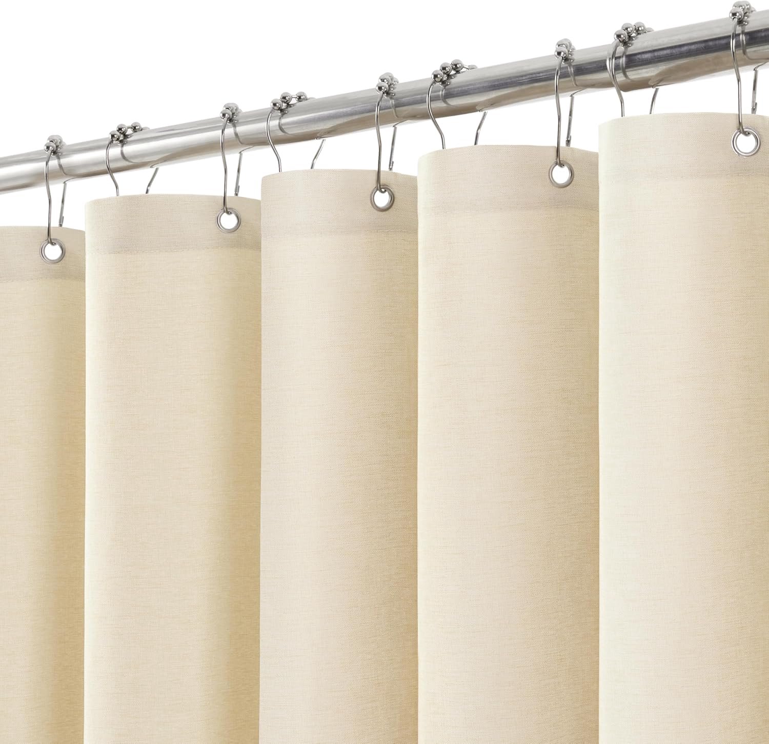 SnelShoppen - Douchegordijn Linnen Textuur Waterdicht met Metalen Douchegordijnringen - Anti-schimmel Textiel Badkamer Gordijn Zwaar Badgordijn voor B