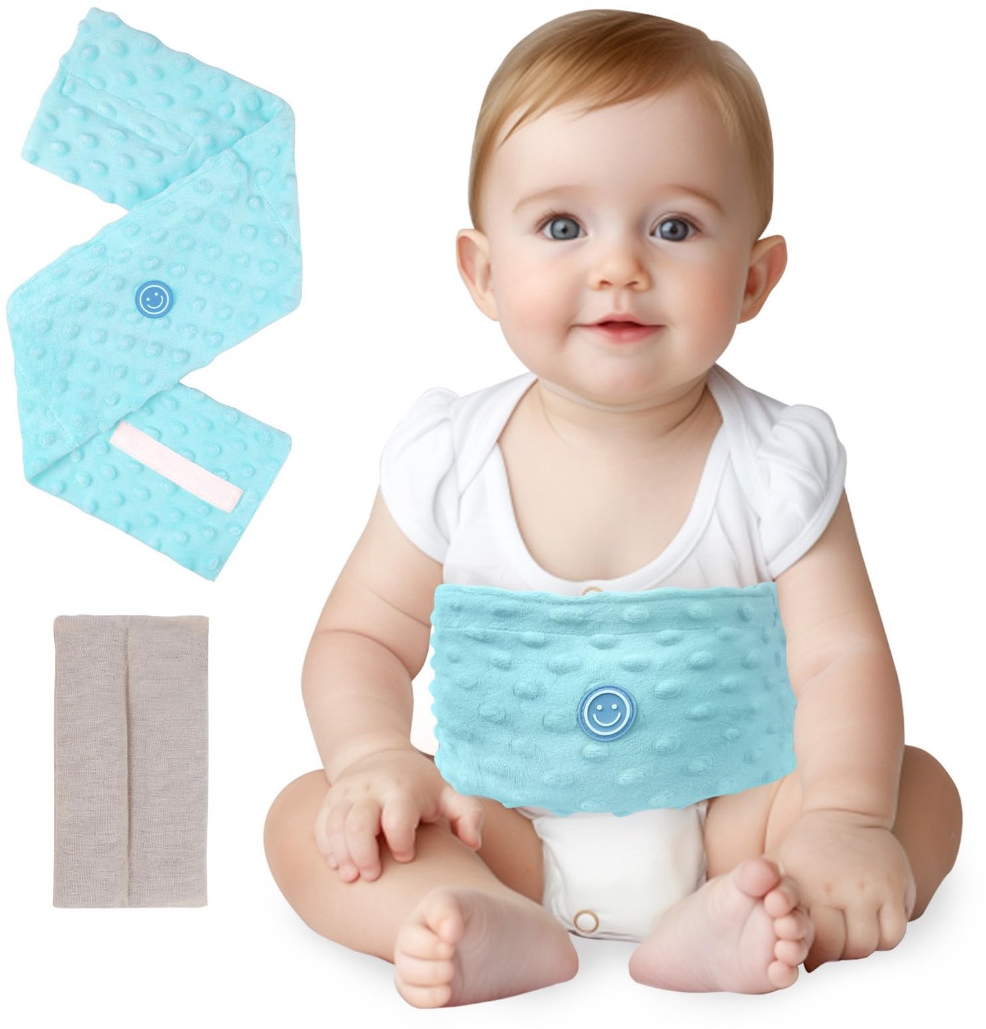 Warmteband Baby - Verwarmbare Buikband - Zachte en Kalmerende Warmte - Voor Baby's en Peuters van 0-3 Jaar - Blauw
