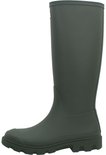 Donkergroene Hunter hoge regenlaars, zijaanzicht links met profielzool.