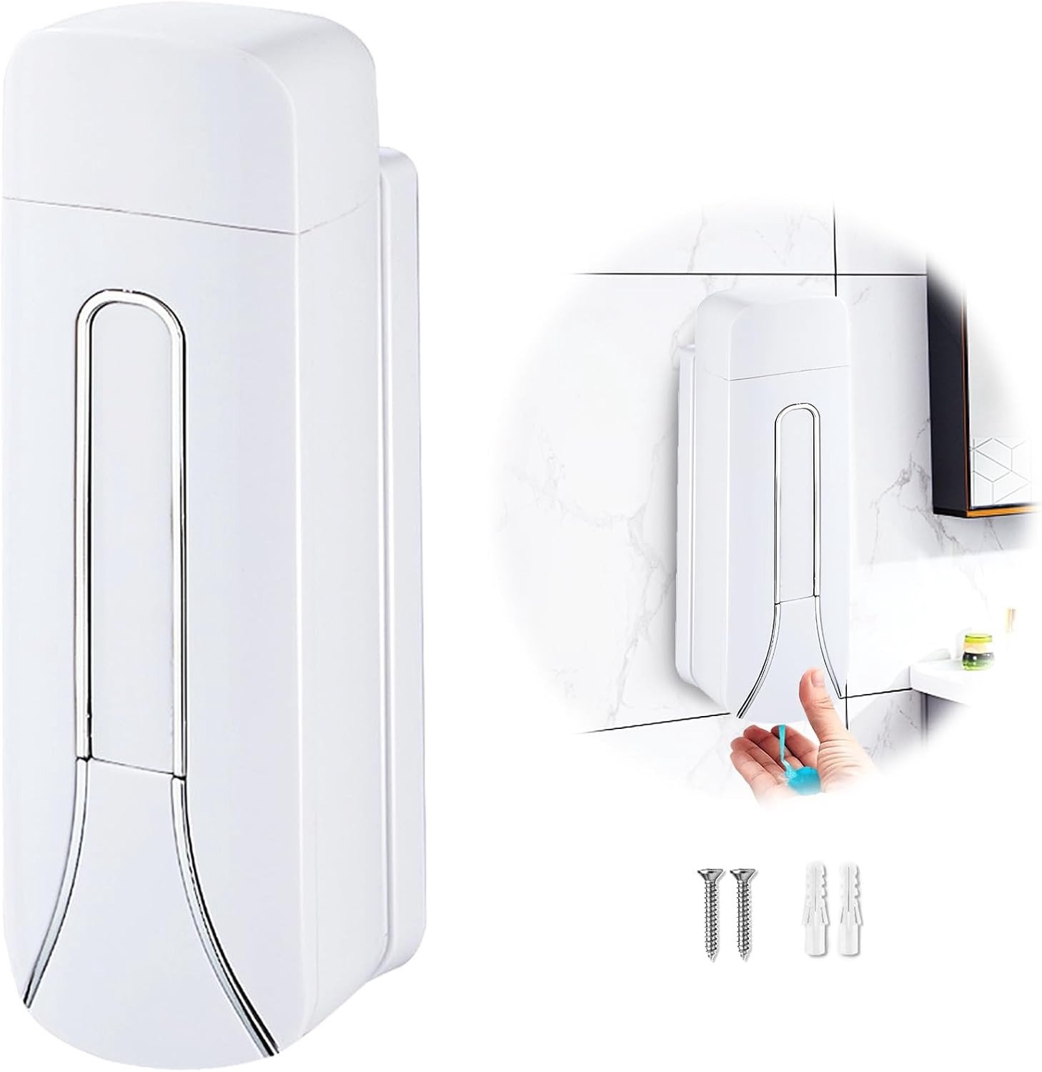 Wandmontage Zeepdispenser voor Handzeep, Shampoo en Douchegel - 350 ml voor Keuken, Badkamer en Toilet