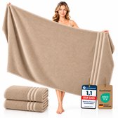 Komfortec Set van 2 Handdoeken 80x200 cm - 100% Katoen - XXL Saunahanddoeken - Badlaken - Strandlaken - Badhanddoek- Douchelaken - Zacht - Hoge Absorptie - Sneldrogend - Zandbeige.