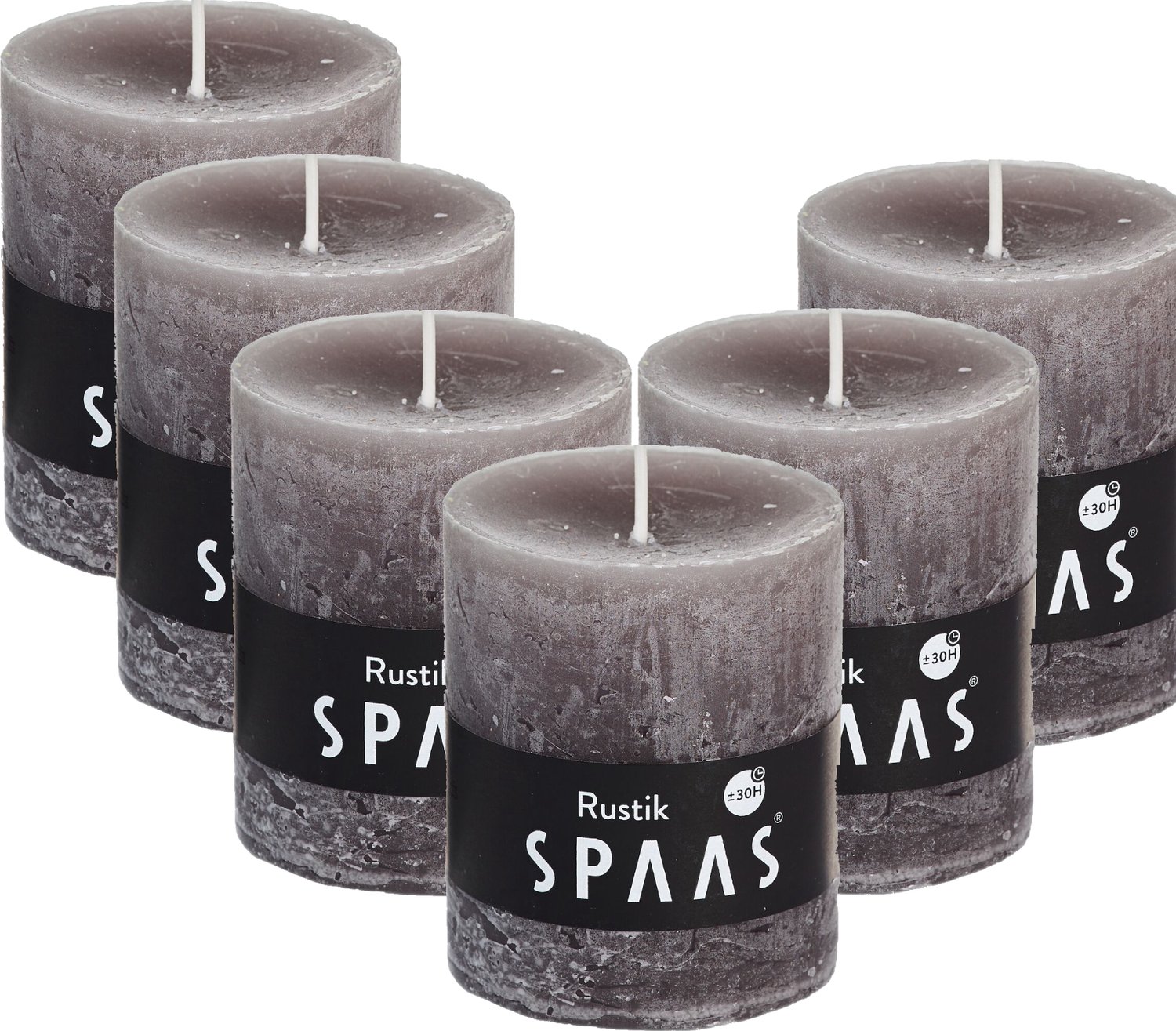 SPAAS Rustieke Stompkaarsen 70/80 mm - Taupe - circa 30u - 6 kaarsen