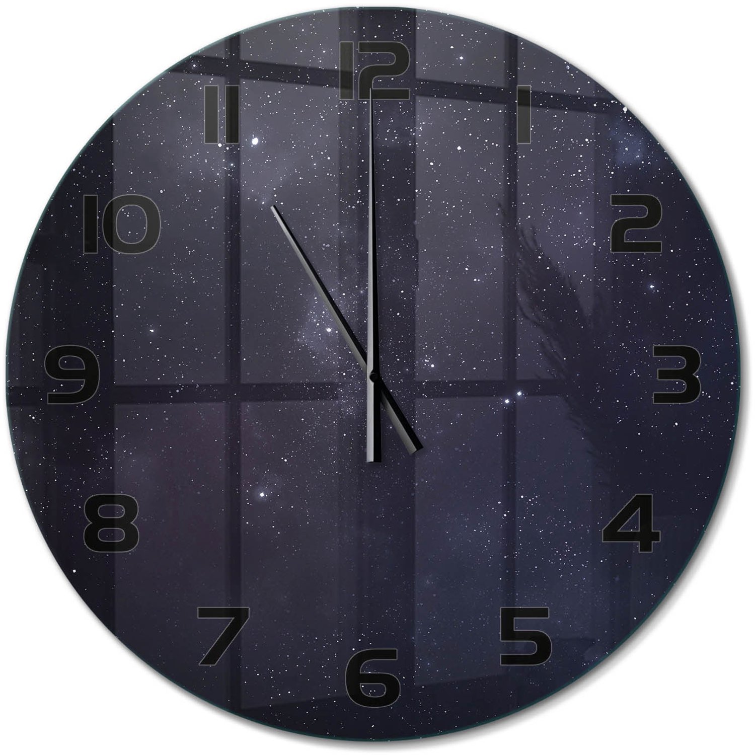 TULUP Wandklok - Sterrenbeeld Gekleurde Glazen Klok - fi60 cm - Zwart Glazen Klok Met Print - Zwarte handen - Ronde Klok - Moderne Wandklok Glas - Wandklok Glas Decoratie