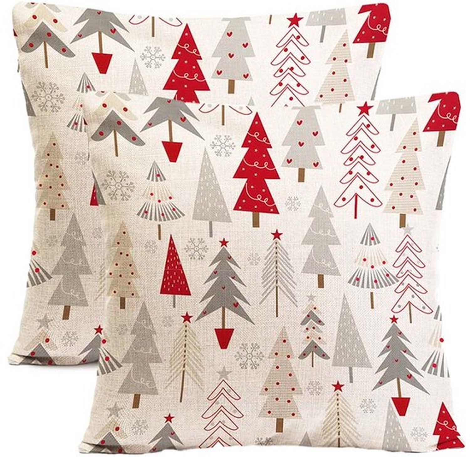 Oemmn 2 stuks kerst kussenhoezen – 45x45 cm – Kerstboempatroon – Feestelijke winter sierkussenslopen – Voor de bank Kleur-2
