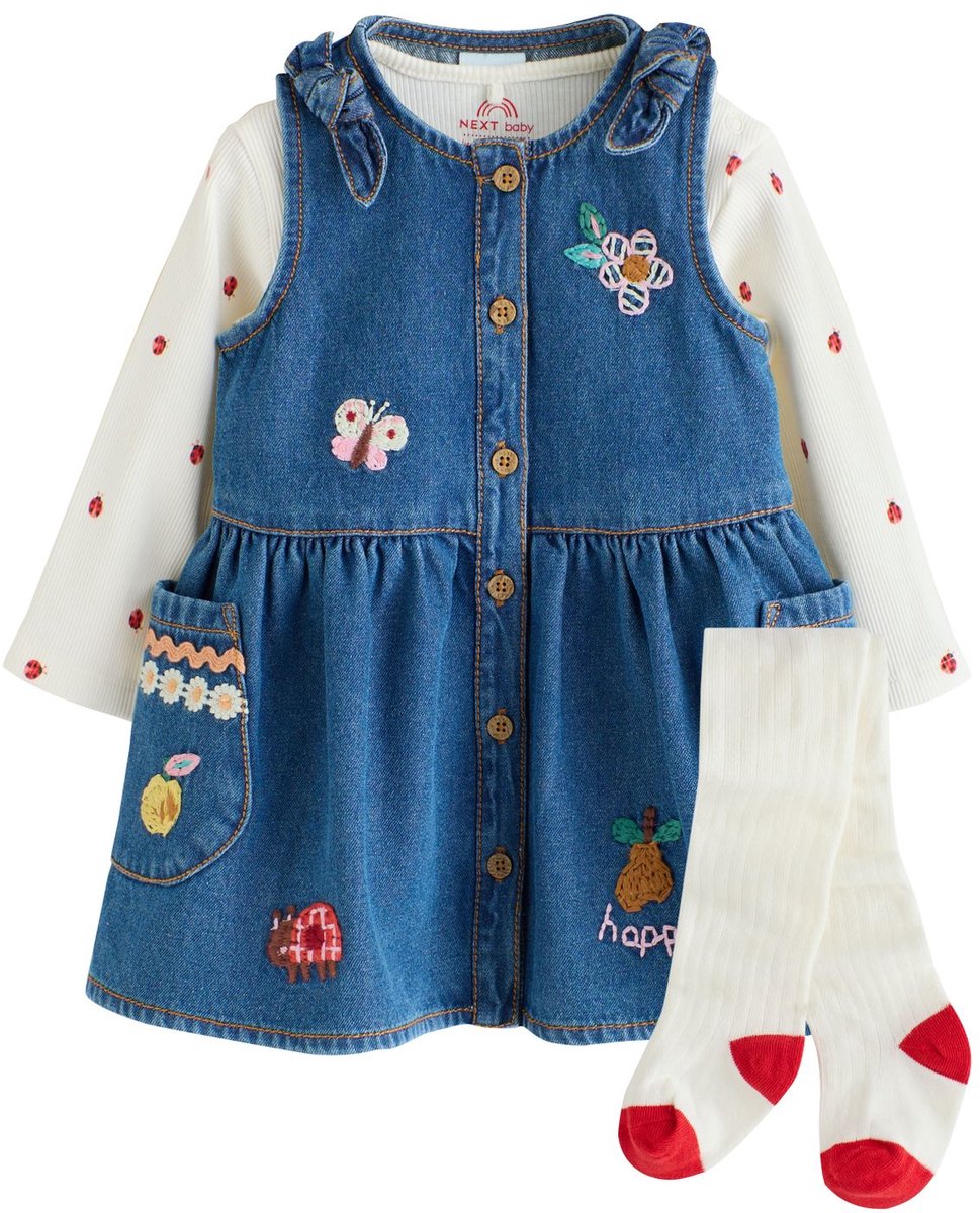 Next - Meisjes - 3-delige babyset van overgooier, romper en maillot - Wit