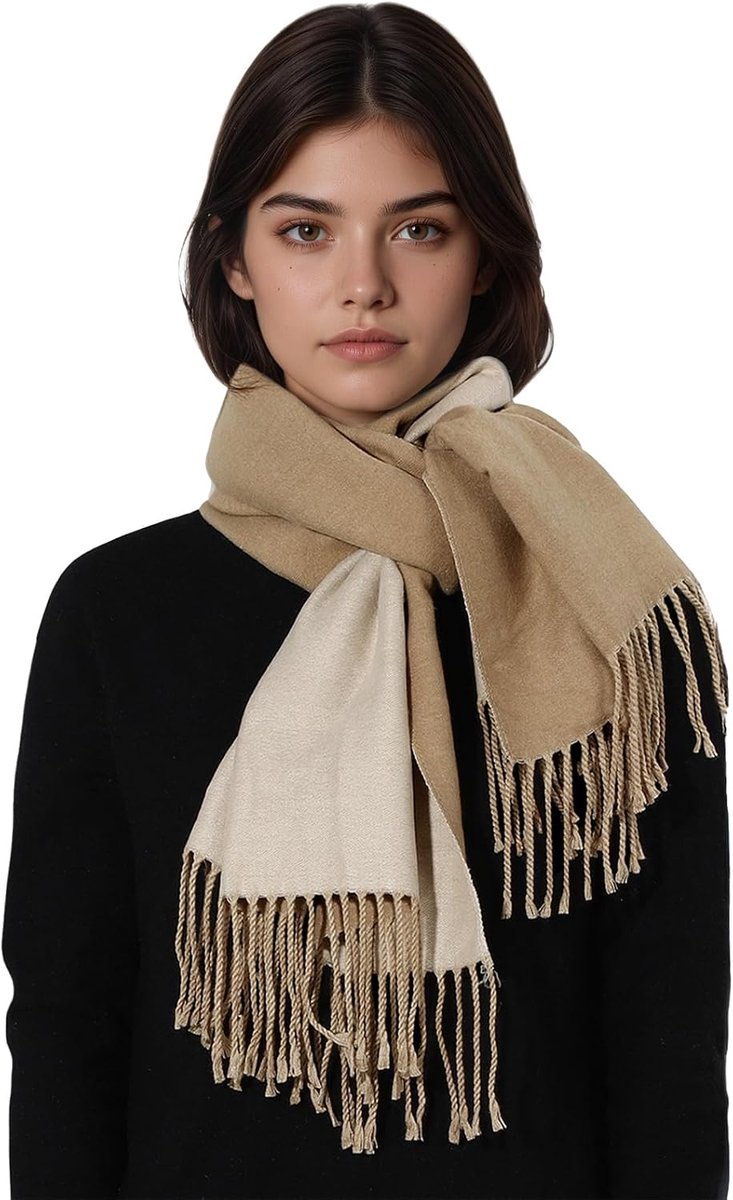 Sjaals voor dames, lange omkeerbare brede sjaals voor de winter, warm, met pompon