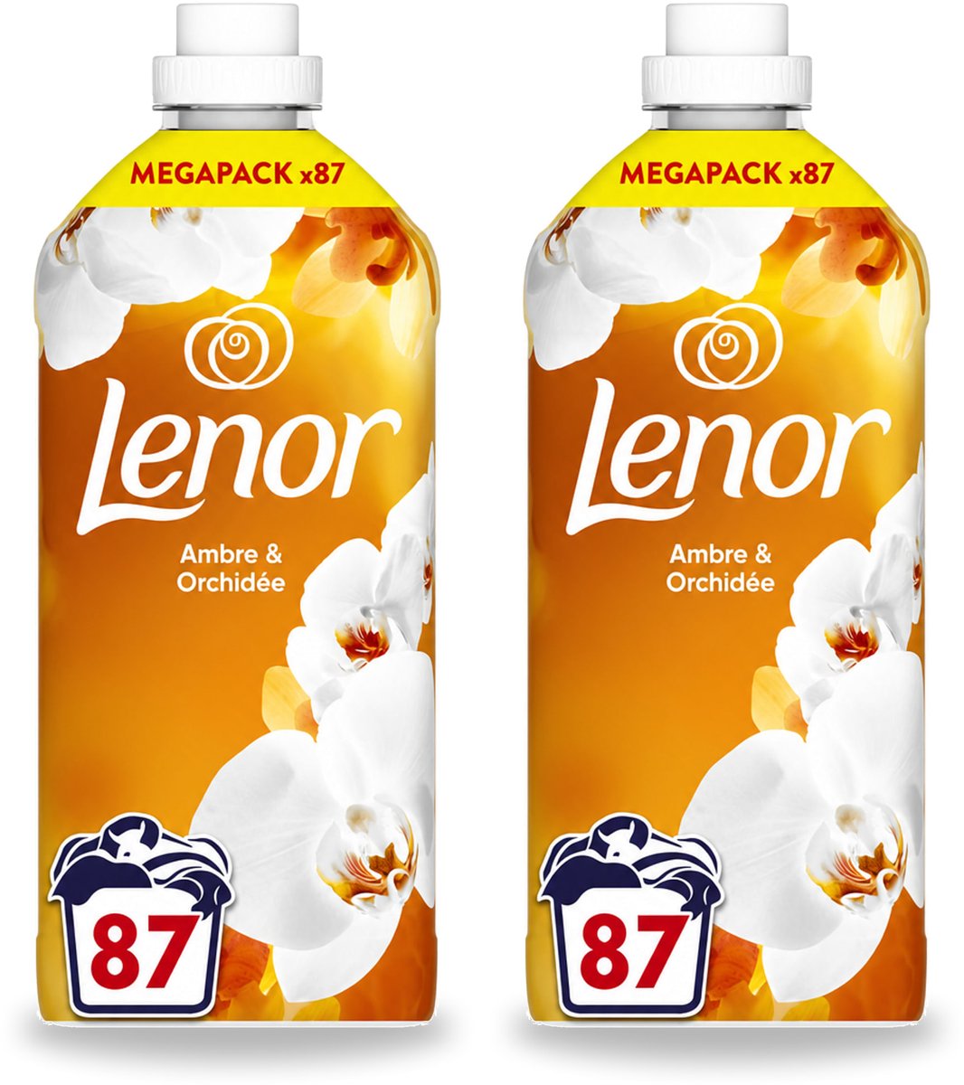 2 x Lenor - Wasverzachter - Amber & Orchidee - Fris & Zacht - 87 Wasbeurten - Bulkverpakking - 2 stuks
