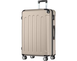 TRVLMORE Reiskoffer Groot - 76 × 49 × 29 cm - 110L - Cijferslot - 4 Spinnerwielen 360° - Champagne