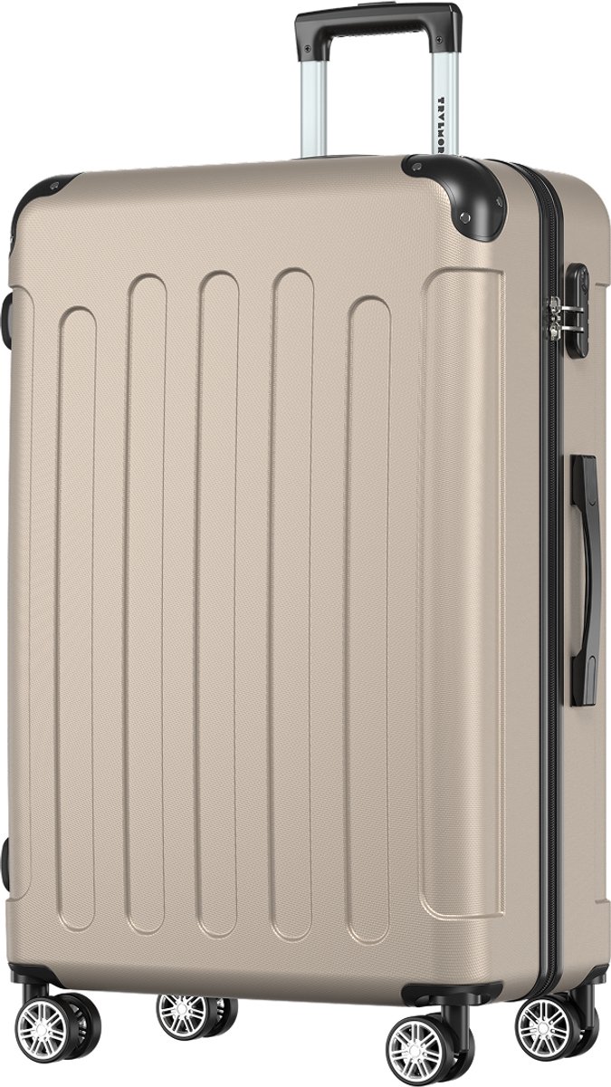 TRVLMORE Reiskoffer Groot - 76x49x29 cm - 110L - Cijferslot - 4 Spinnerwielen 360° - Champagne