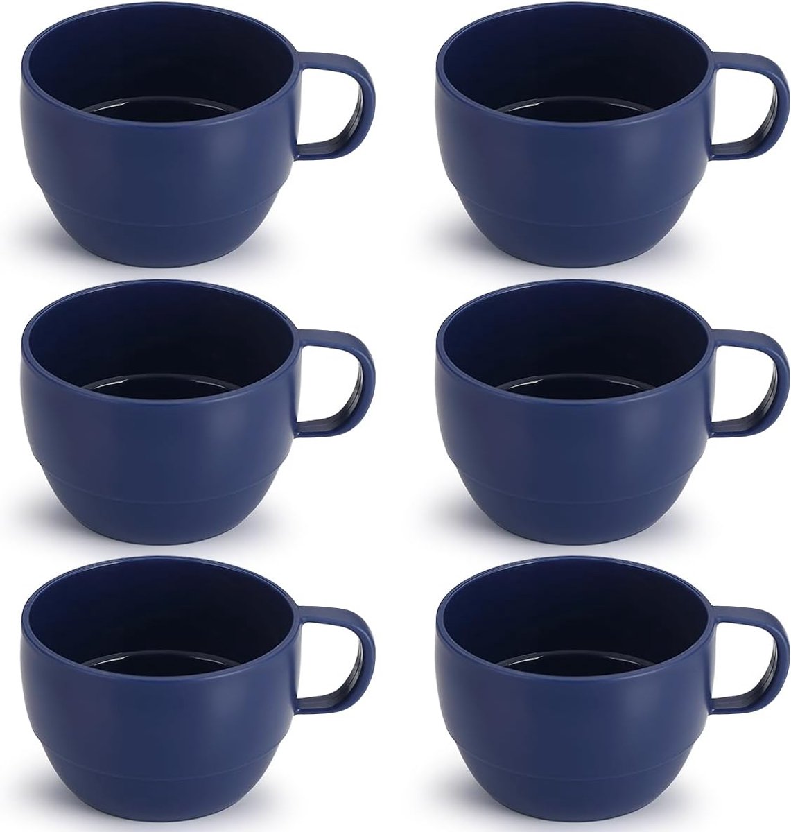 Mugs Set of 6, Coffee Cups 350ml, Durable Light Weight Plastic Mugs for Home, Outdoor, Picnic, Camping, Idea Birthday Gift