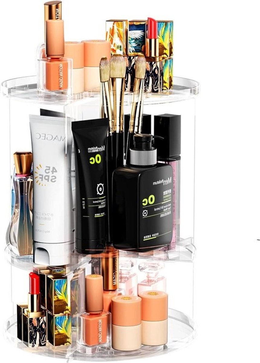 360 graden draaibare transparante kunststof make-uporganizer met HTML content toevoegen make up tafel