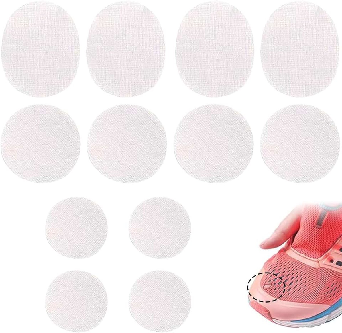 12 stuks Schoen Mesh Reparatie Patch Reparatie Schoen Gat Preventie Patch Mesh Schoenen Gat Trainer Hiel Reparatie Patch voor de meeste soorten schoenen en stoelen (Wit)
