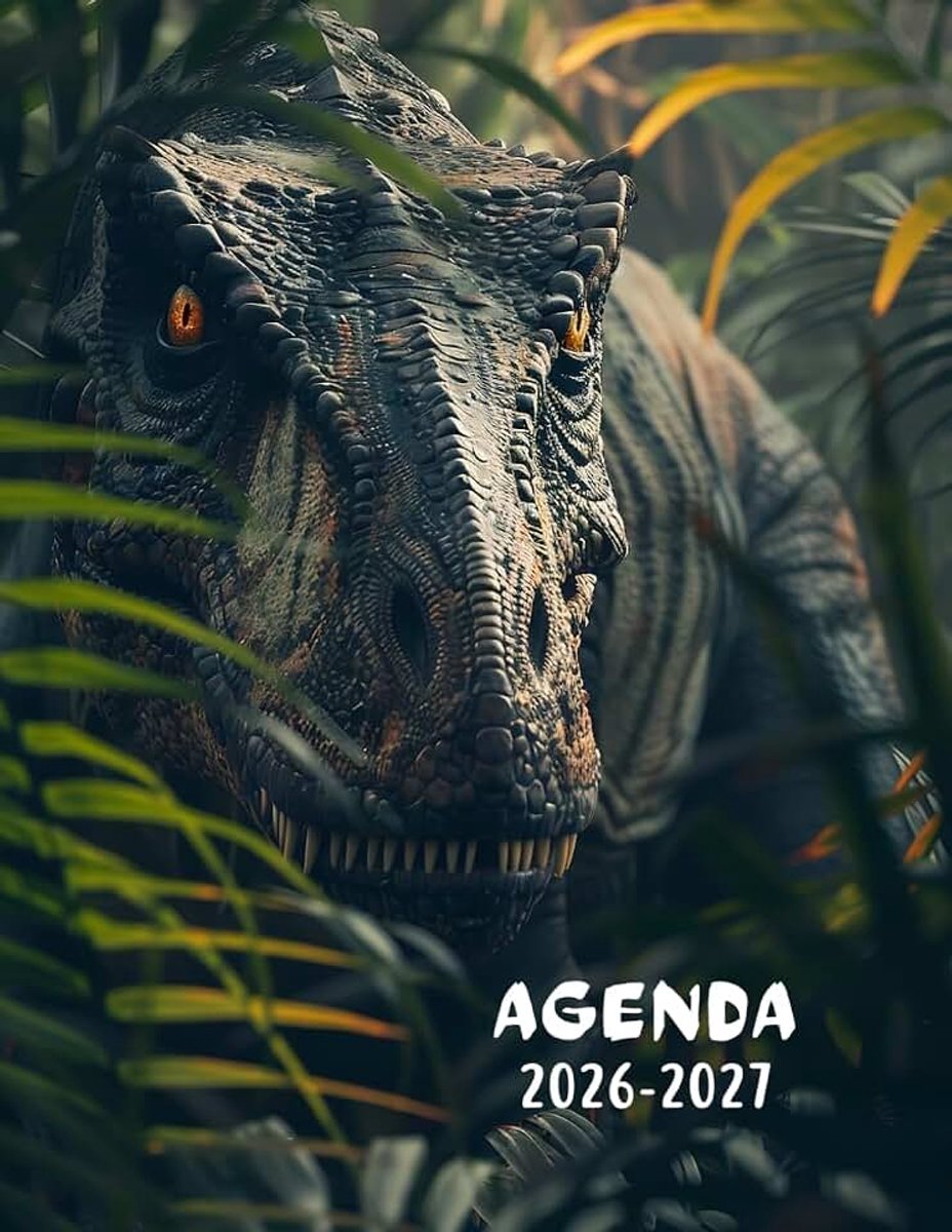 Journalier, 1 page par jour, Format 17x22 cm, couverture souple , 283 pages sur papier crème 90gr/m², Dinosaure