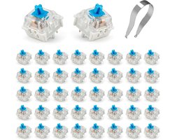 Toetsenbord Switches47 PCs, 3-Pin Blauwe Clicky Schakelaars Pre-Lubed | Hot Swap Vervanging voor Gaming & Typing, met Keycap Puller