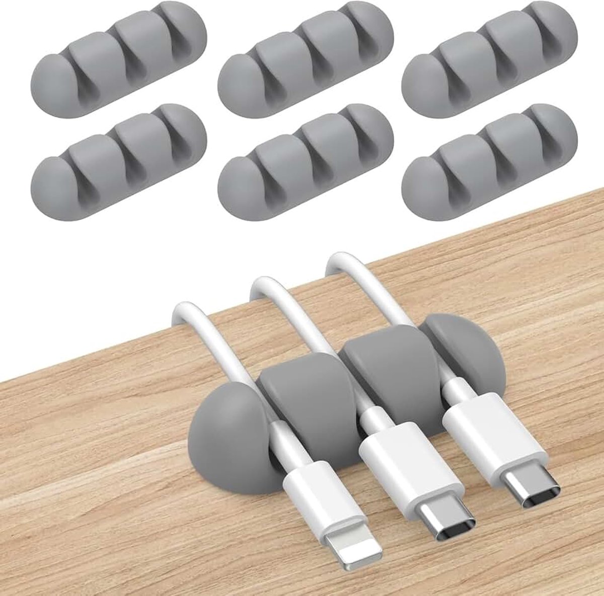 Snoerklemmen, bureaukabelhouder, sterke zelfklevende draadhouder voor het organiseren van USB-kabel, thuiskantoor en auto (grijs)