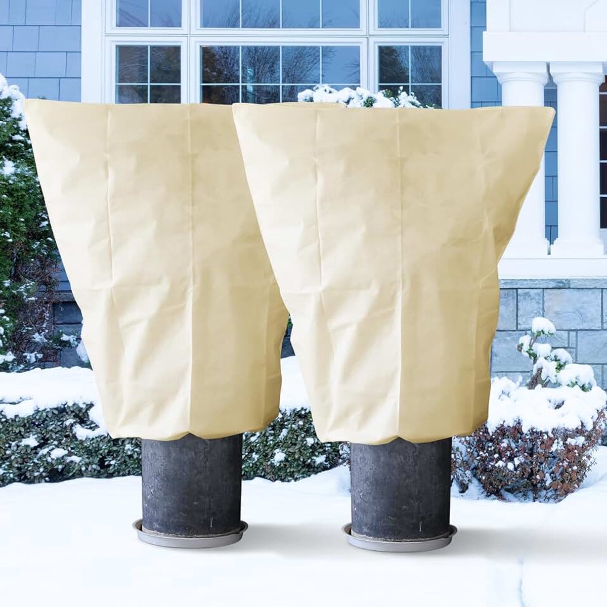 Plant vorstbescherming: 70 g/m², verpakking van 2 stuks, 80 cm x 100 cm, tuinbouwvlies met ritssluiting, winterplantenhoes voor olijfboom, potpalmen, struik, gebruiksvriendelijk