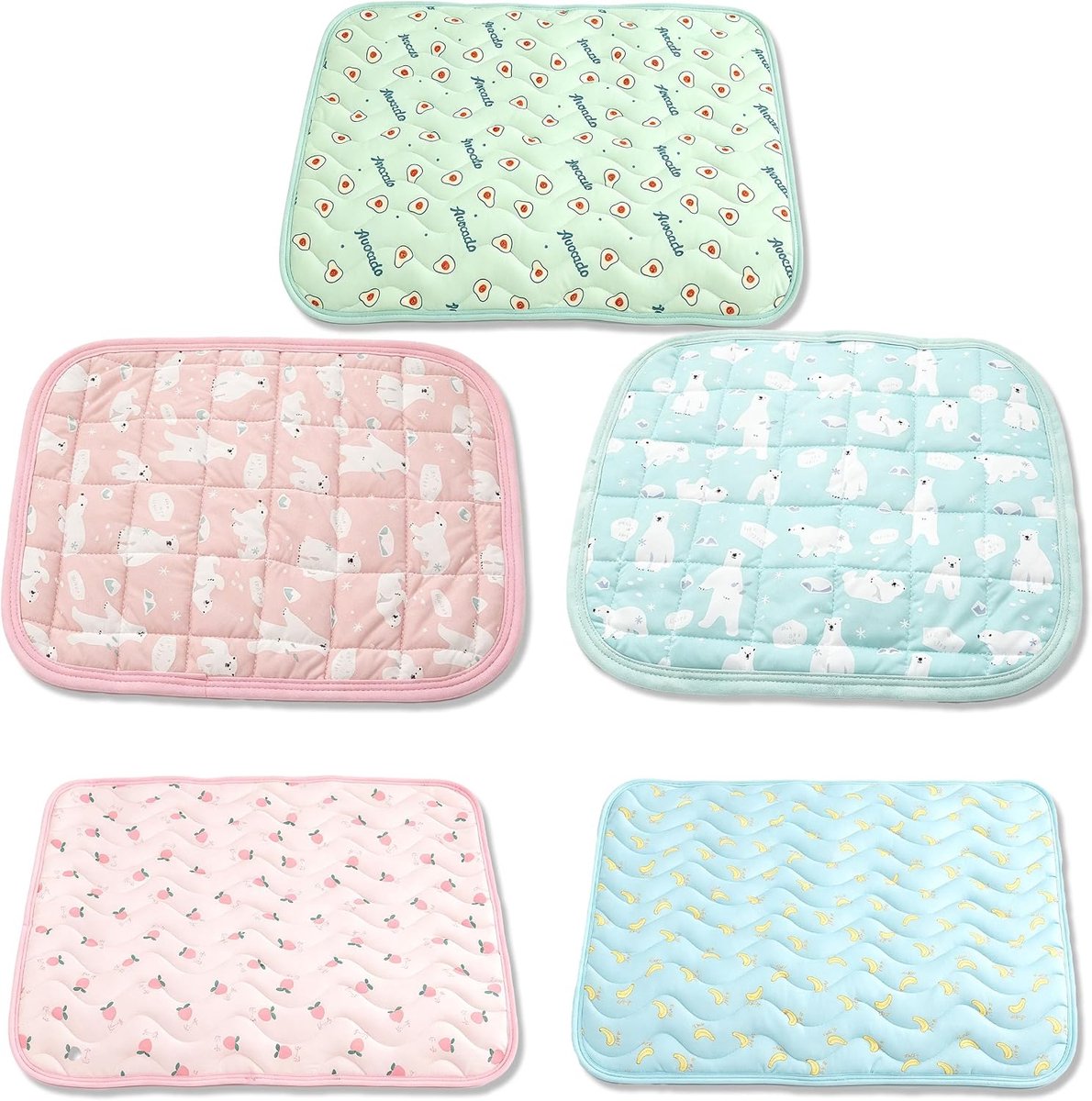 5 Stuks Koelmat voor Hamsters, Gemengde Kleuren Koeldeken voor Huisdieren, Zachte Polyester Koelmat voor Huisdieren als Rustplek in Kooi Draagtas of op de Vloer