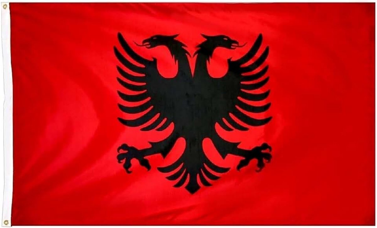 Albanië - 90x150 cm - Albanese vlag - Met ophangringen - Flag Albania - Jonyx