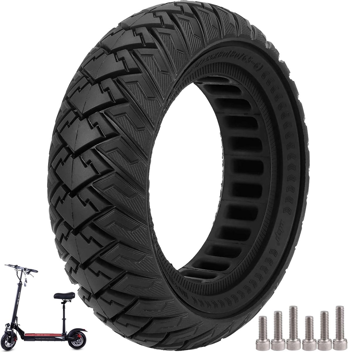 10 x 3 massief rubberen banden, 255 x 80 cm (80/65-6), solide banden voor Kukirin G3 Pro/Kukirin G2 Max/Kugoo M4 Pro/Kaabo Wolf Warrior/Mantis 10 elektrische scooter, antislip, lekvrij, zwart