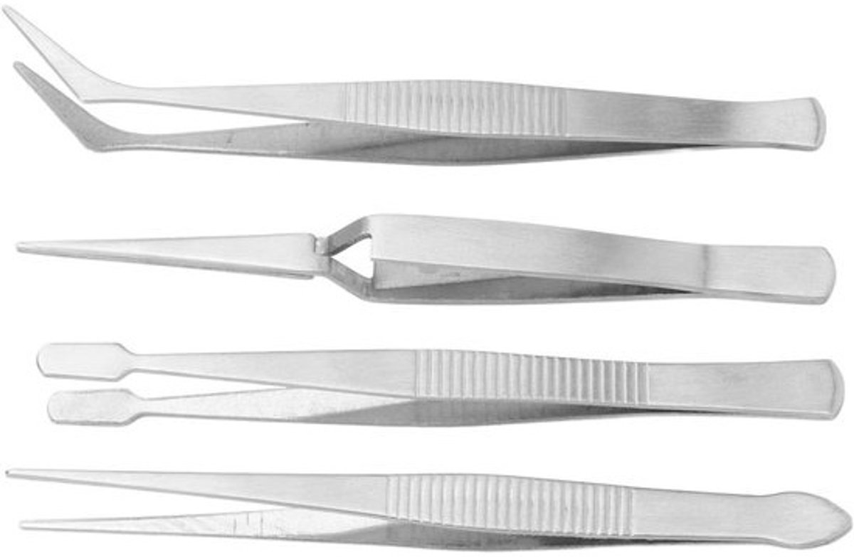 Tweezers voor Naaimachines met Flexibele Punt, Set van 4 Stuks, Ideaal voor Naaien en Handwerken