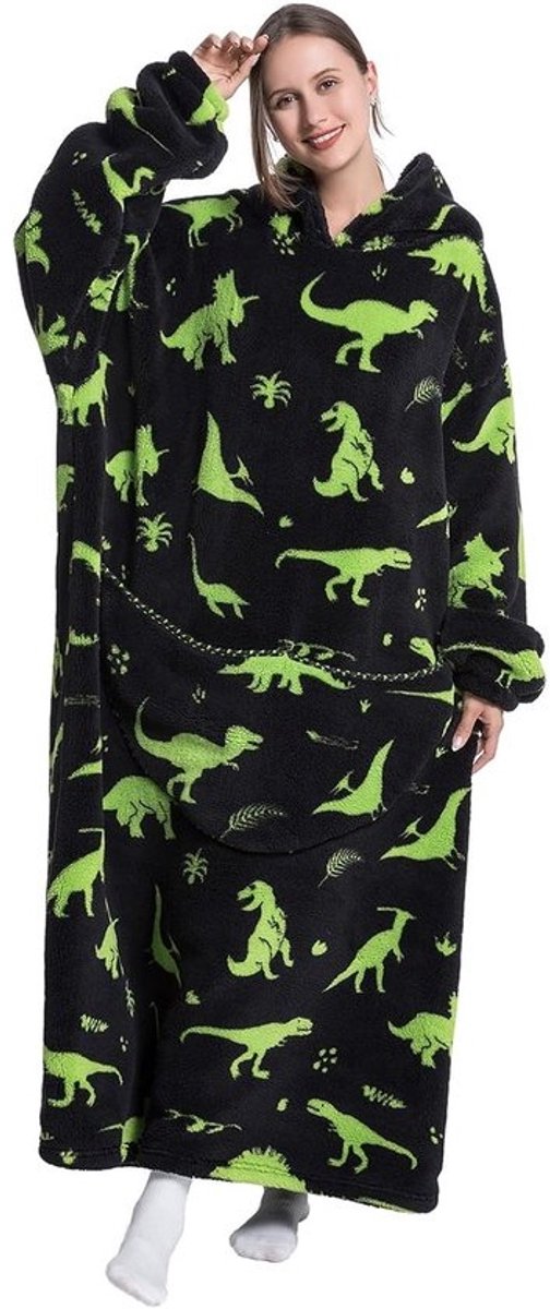 Extra grote, draagbare hoodiedeken voor dames en heren - super warme dekentrui met mouwen